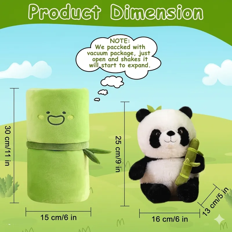 2-in-1 Panda Plush Toy with Bamboo Storage Bag | Soft Stuffed Toy & Foldable Cushion