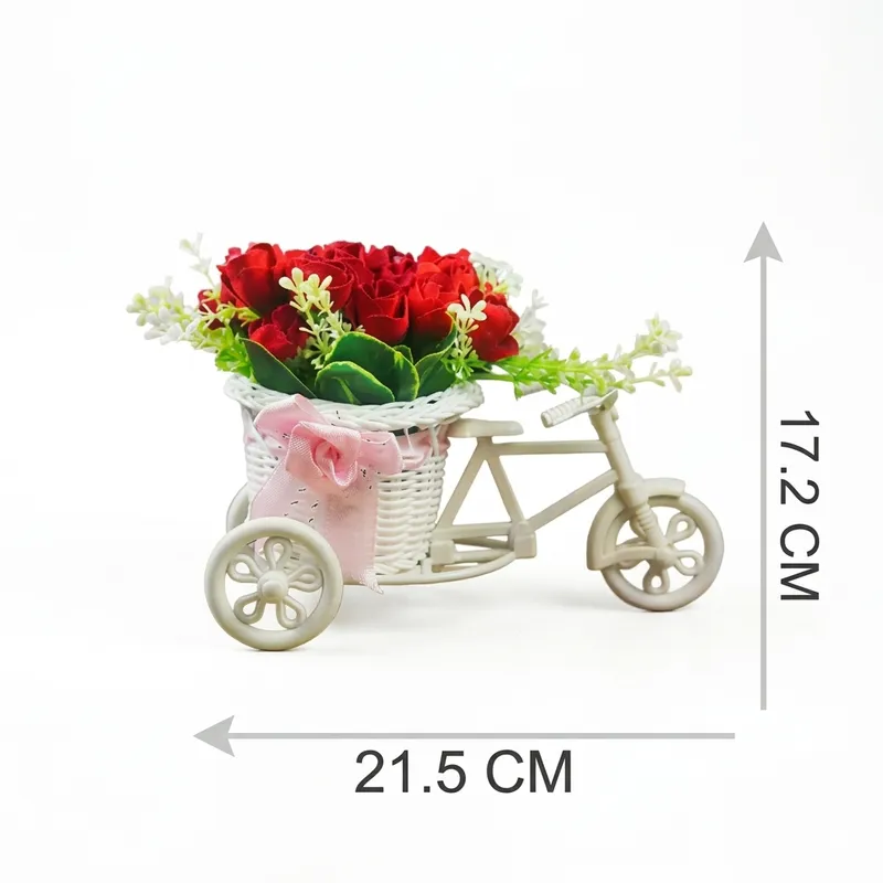 Decorative Cycle Flower Basket Showpiece with Artificial Roses