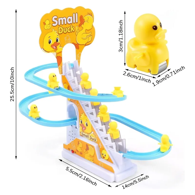 Duck Climbing Stairs Toy with Music & Lights | Electric Duck Slide Toy for Kids | Automatic Ladder Track Toy (Battery Operated)
