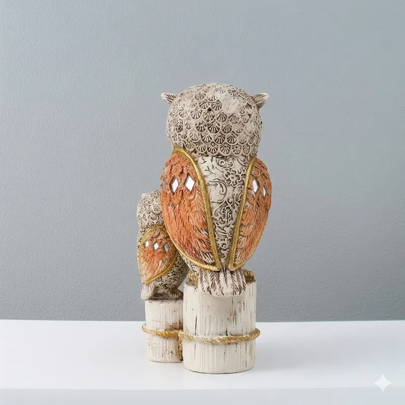 Handcrafted Owl Figurine Showpiece for Home Décor | Decorative Resin Owl Statue