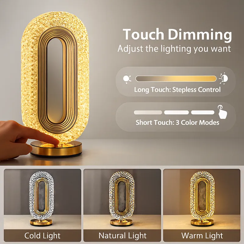 Modern LED Acrylic Table Lamp with Touch Dimming | 3 Color Modes