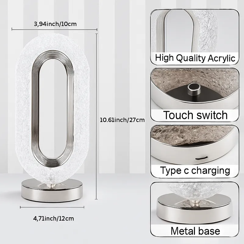 Modern LED Acrylic Table Lamp with Touch Dimming | 3 Color Modes