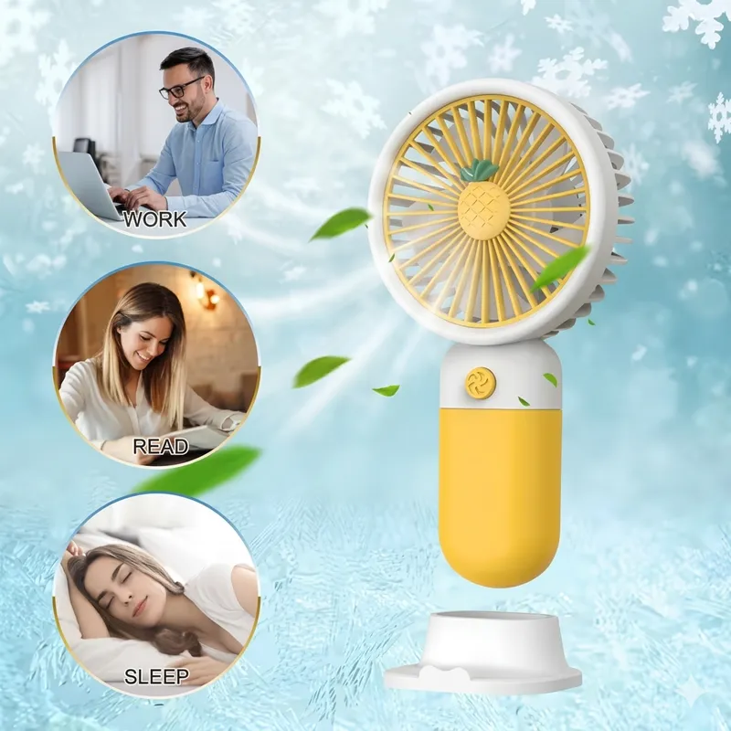 Portable Mini Handheld Fan USB Rechargeable | 3-Speed Personal Cooling Fan with Stand