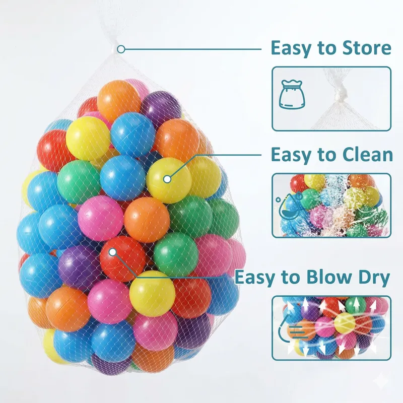 72 Colorful Ball Pit Balls for Kids | Soft Plastic Play Balls for Baby Pool, Tent, Playhouse