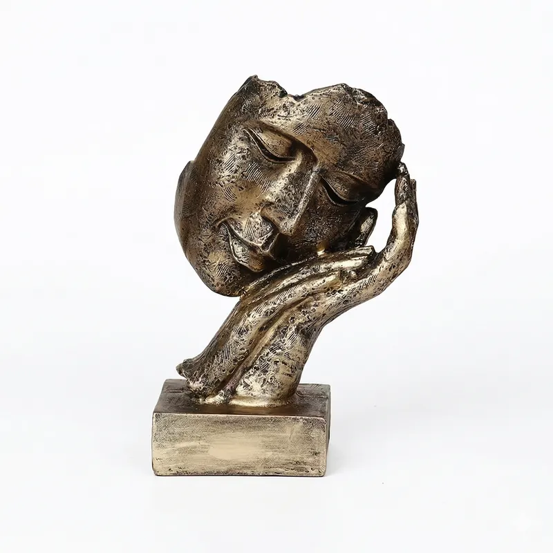Abstract Thinking Face Sculpture Showpiece (Resin/Metal Finish)