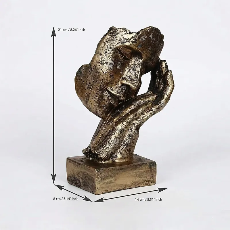 Abstract Thinking Face Sculpture Showpiece (Resin/Metal Finish)