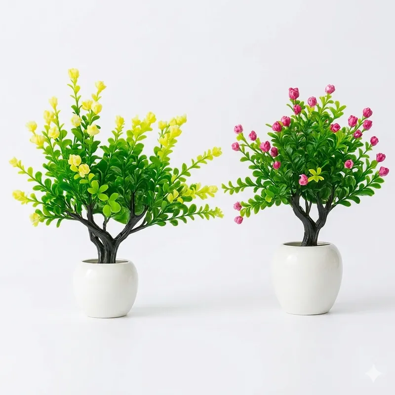 Artificial Bonsai Plant with Pot – Mini Decorative Fake Plants for Home & Office Table Décor