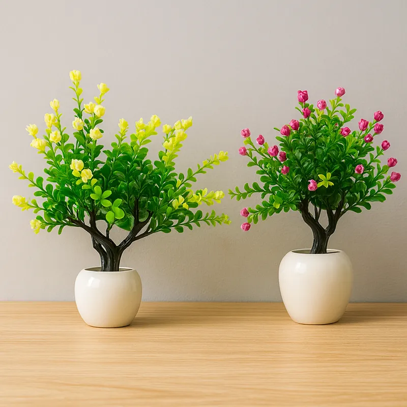 Artificial Bonsai Plant with Pot – Mini Decorative Fake Plants for Home & Office Table Décor