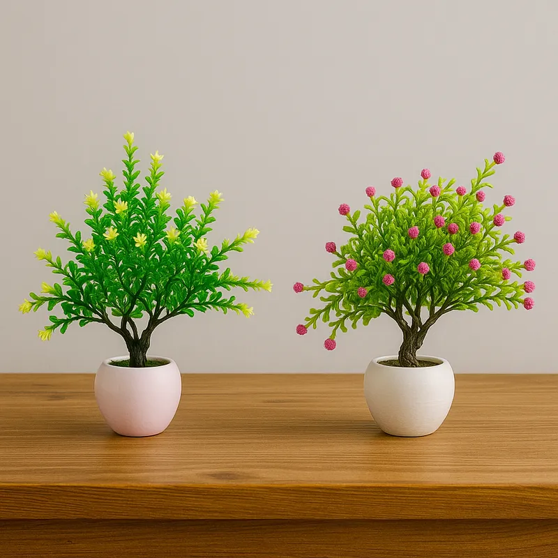 Artificial Bonsai Plant with Pot – Mini Decorative Fake Plants for Home & Office Table Décor