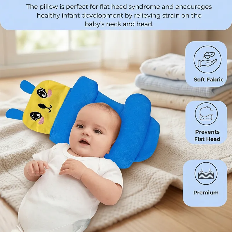 Baby Head Shaping Pillow | Anti-Flat Head Support Cushion with Cute Cartoon Design