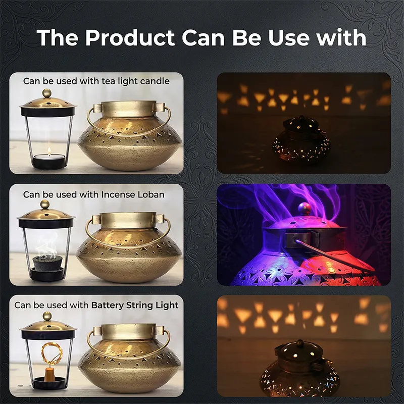 Brass Hanging Incense Burner (Dhoop/ Loban Holder) with Wall Bracket & Bells