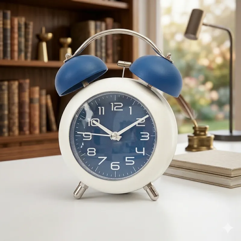 Classic Twin Bell Alarm Clock | Loud Ring Metal Bedside Clock | Silent Sweep Analog Table Clock