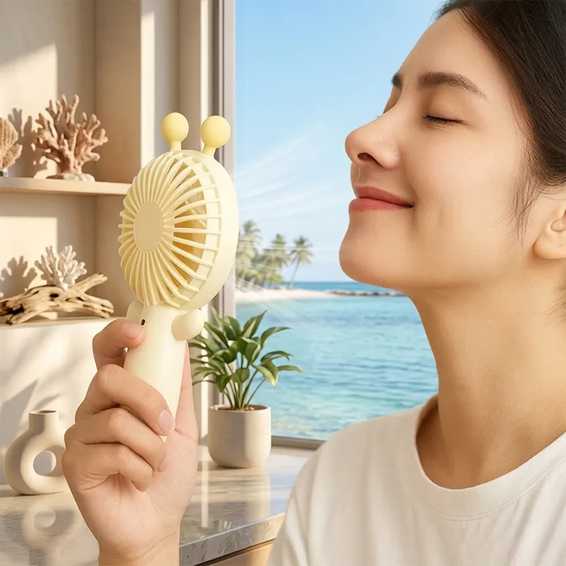 Cute Bear Mini Rechargeable Fan with 1800mAh Battery | USB Type-C Portable Handheld