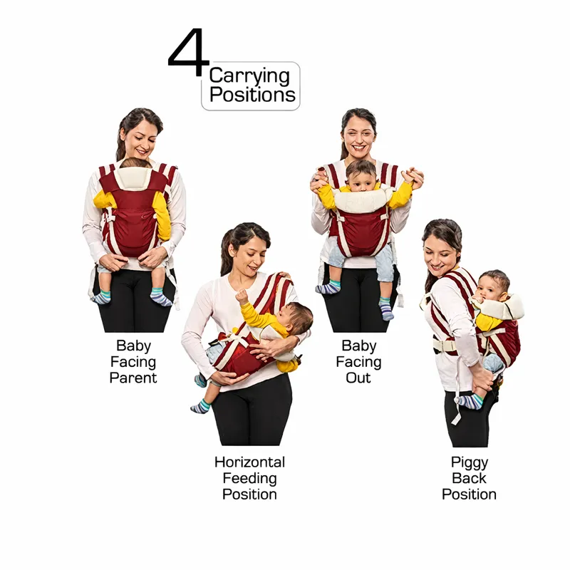 Ergonomic Baby Carrier with 4 Carrying Positions | Adjustable Infant Carrier with Lumbar Support