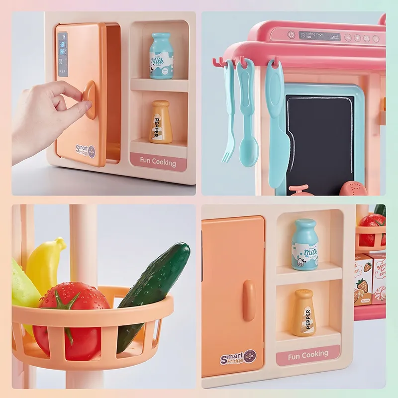 Kids Kitchen Play Set with Water & Steam Effect | Pretend Play Cooking Toy Set with Utensils