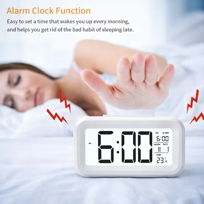 LED Digital Alarm Clock with Temperature Display, Snooze Function & Backlight