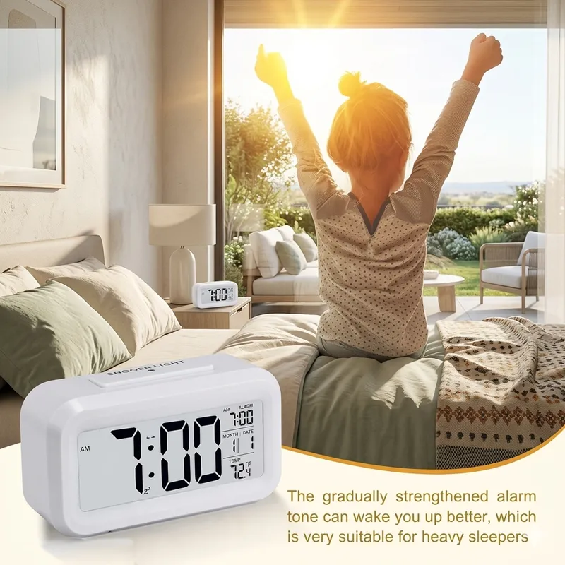 LED Digital Alarm Clock with Temperature Display, Snooze Function & Backlight
