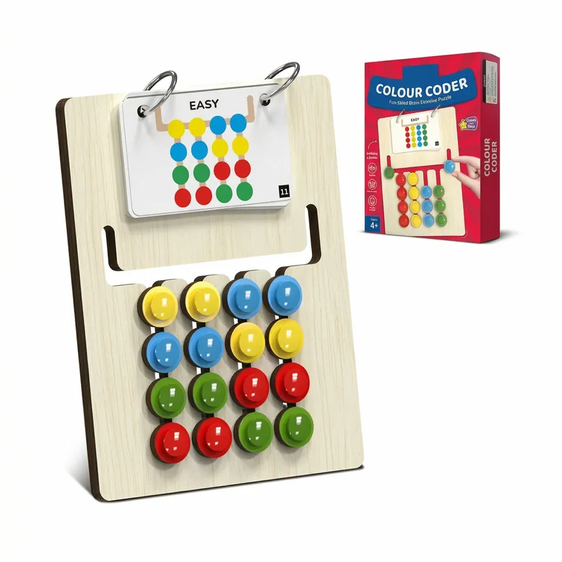 Montessori Colour Coder Puzzle Board Game for Kids & Adults | Brain Teaser Logic Game with Pattern Cards