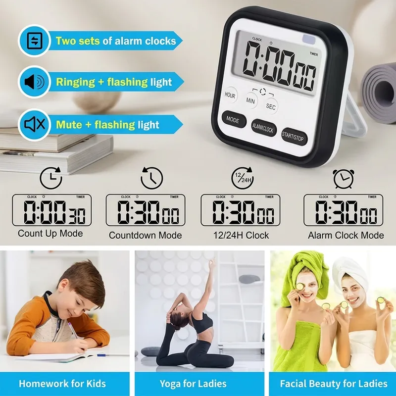 Multi-Function Digital Kitchen Timer with Alarm, Countdown & Count Up | LCD Display
