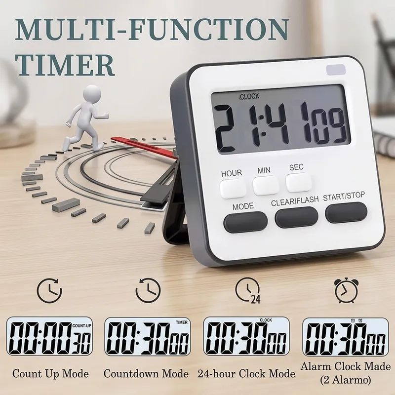 Multi-Function Digital Kitchen Timer with Alarm, Countdown & Count Up | LCD Display