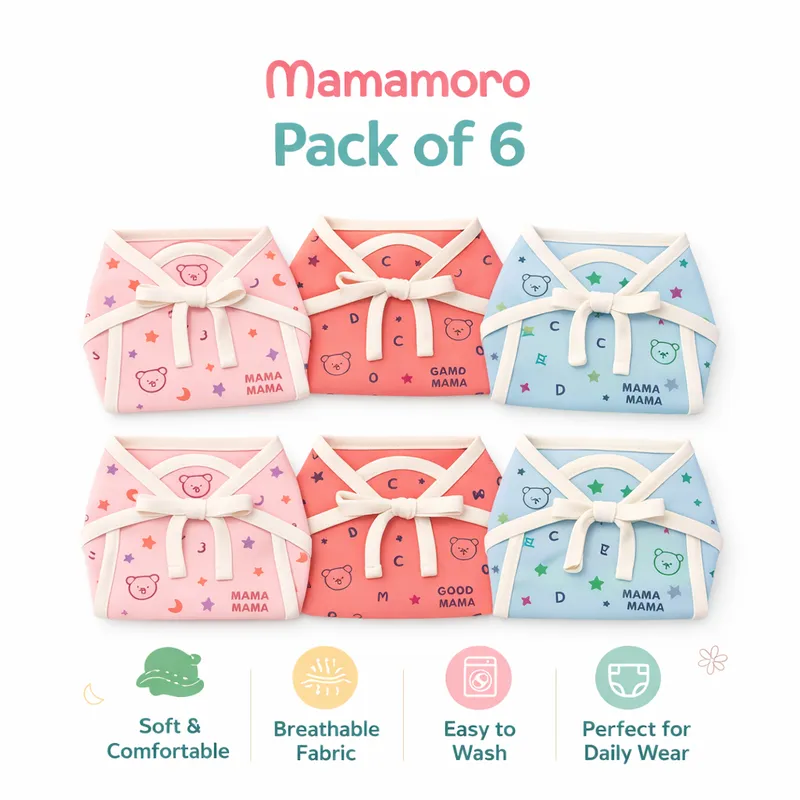 Tie-Up Cloth Diapers & Wrap-Around Baby Tops Combo (Pack of 6) – Soft, Breathable, Reusable