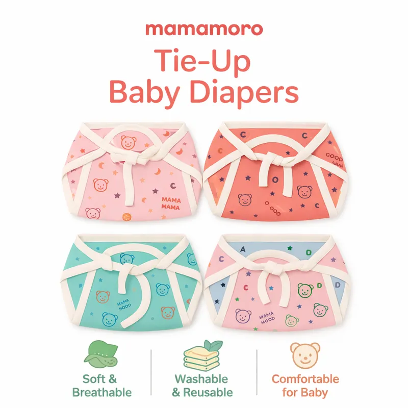 Tie-Up Cloth Diapers & Wrap-Around Baby Tops Combo (Pack of 6) – Soft, Breathable, Reusable