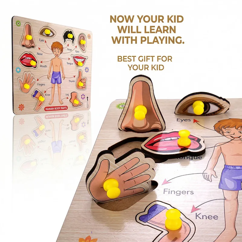Wooden Human Body Parts Puzzle for Kids | Montessori Educational Knob Board Toy | Learning Anatomy Puzzle for Toddlers (3+ Years)