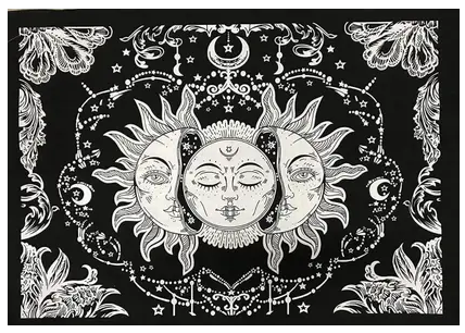 Art World Tripple Sun Moon and Star Mandala Hippie Psychedelic Boho Bohemian Cotton Decorative Wall Hanging Tapestry Poster 40 X 30 Inches Tapestry  (Black)