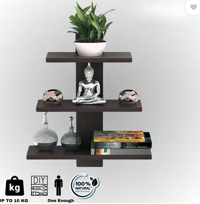 Xtenshion Crafts Xtenshion Crafts Wooden Wall Shelves Wooden Wall Shelf  (Number of Shelves - 3, Black)