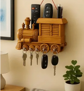 iwish iWish Multi-Purpose Key Holder | Home & Office Décor Plastic Key Holder  (5 Hooks, Brown)