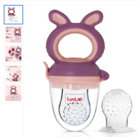 LuvLap Bunny Silicone Food/Fruit Nibbler with Extra Mesh, Soft Pacifier & feeder Feeder  (Purple & Pink)